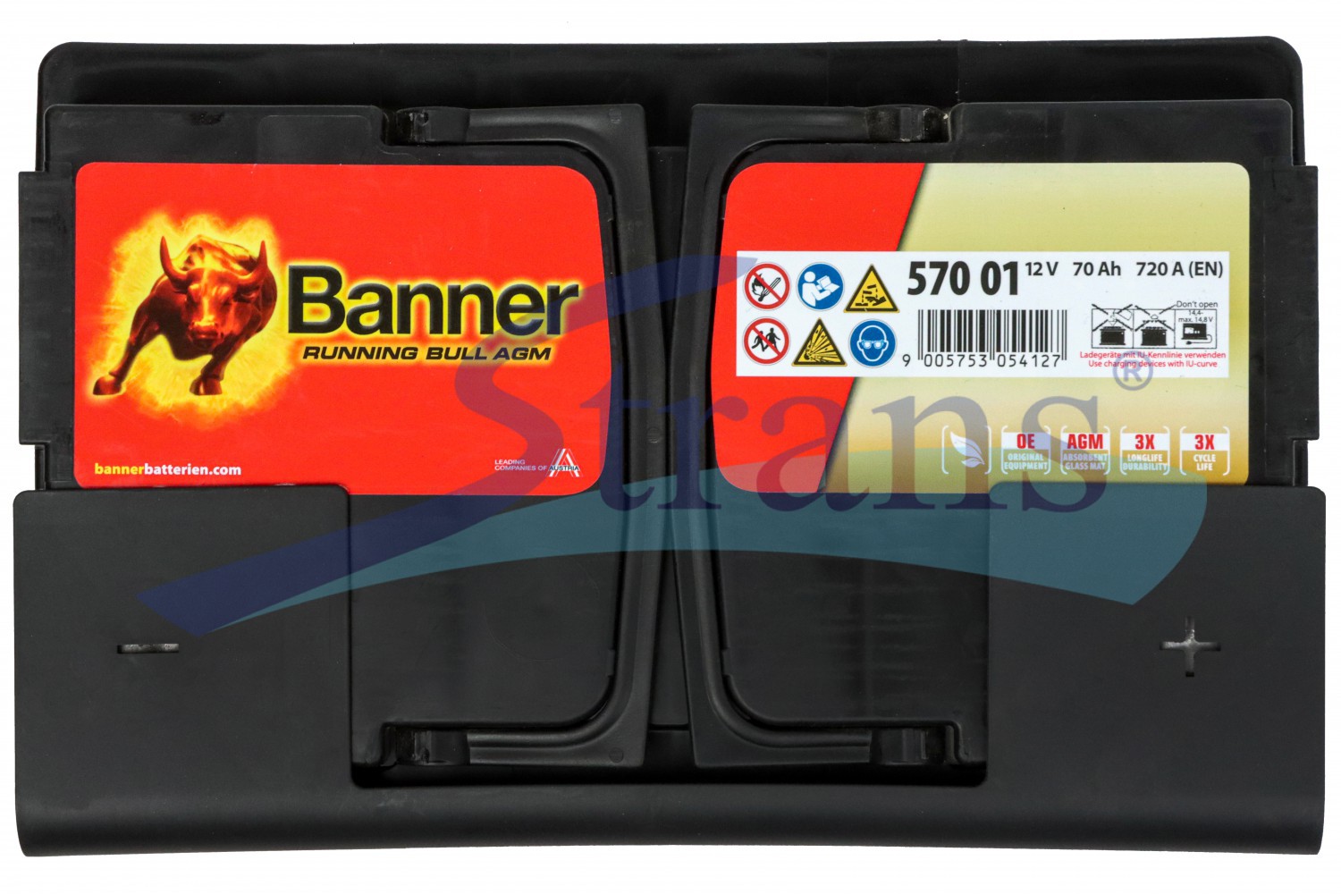 Акумулятор Banner Agm 12V 70Ah 760A R+ Running Bull 278*175*190Mm